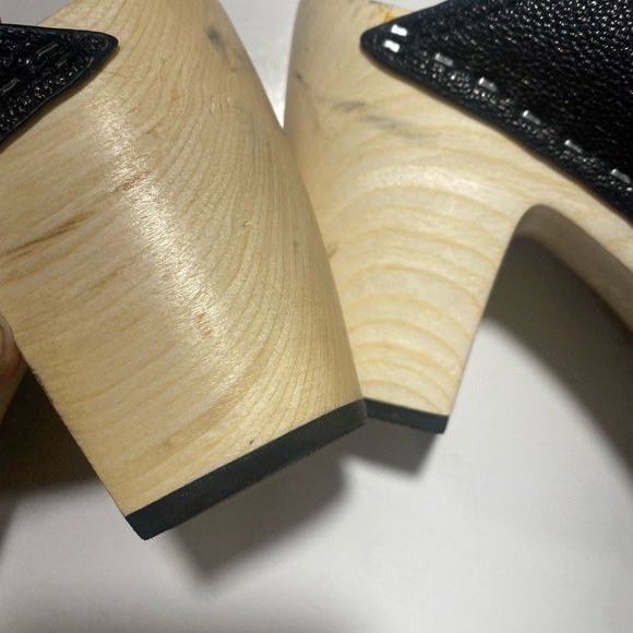 Kelsi Dagger Black Leather Brooklyn Boulder Chunky Wood Platform Clog Mules 7.5 - Picture 15 of 16